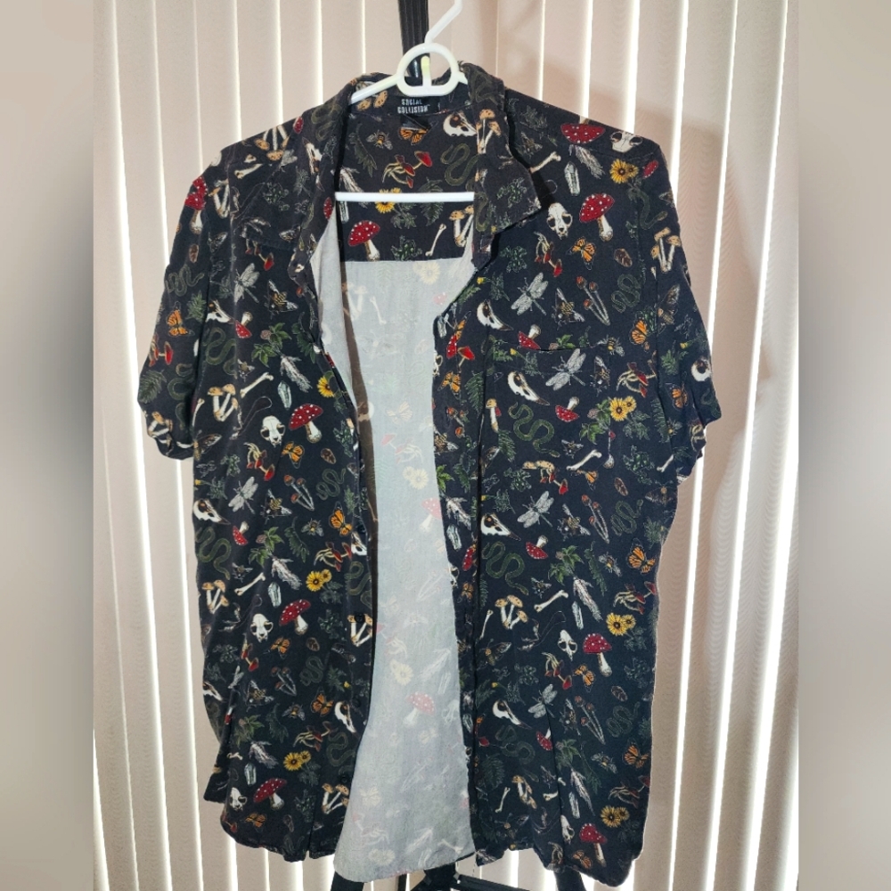 Mushroom/Bones Button Up Shirt
